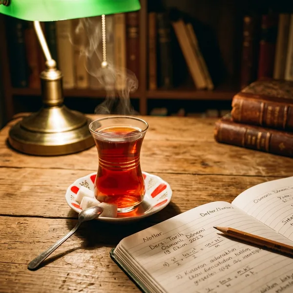 Yanında demli sıcak çay bardağı