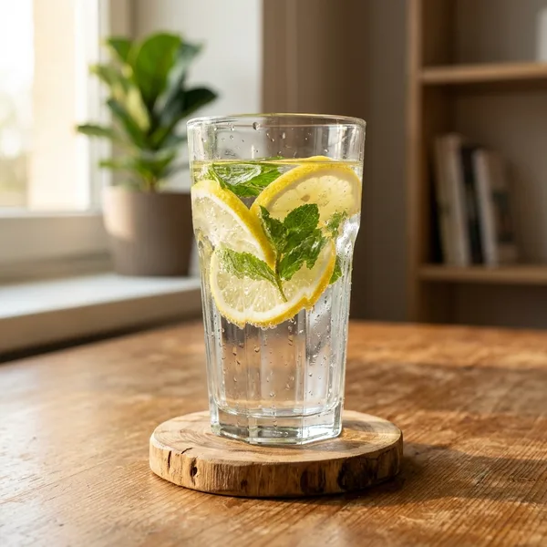 Büyük bardak ılık limonlu su